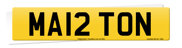 Registration number MA12 TON